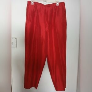 TRAVIS AYERS 100% Silk Women's Red Dress Pants Sz 14 Pants Size 8 High Rise FL